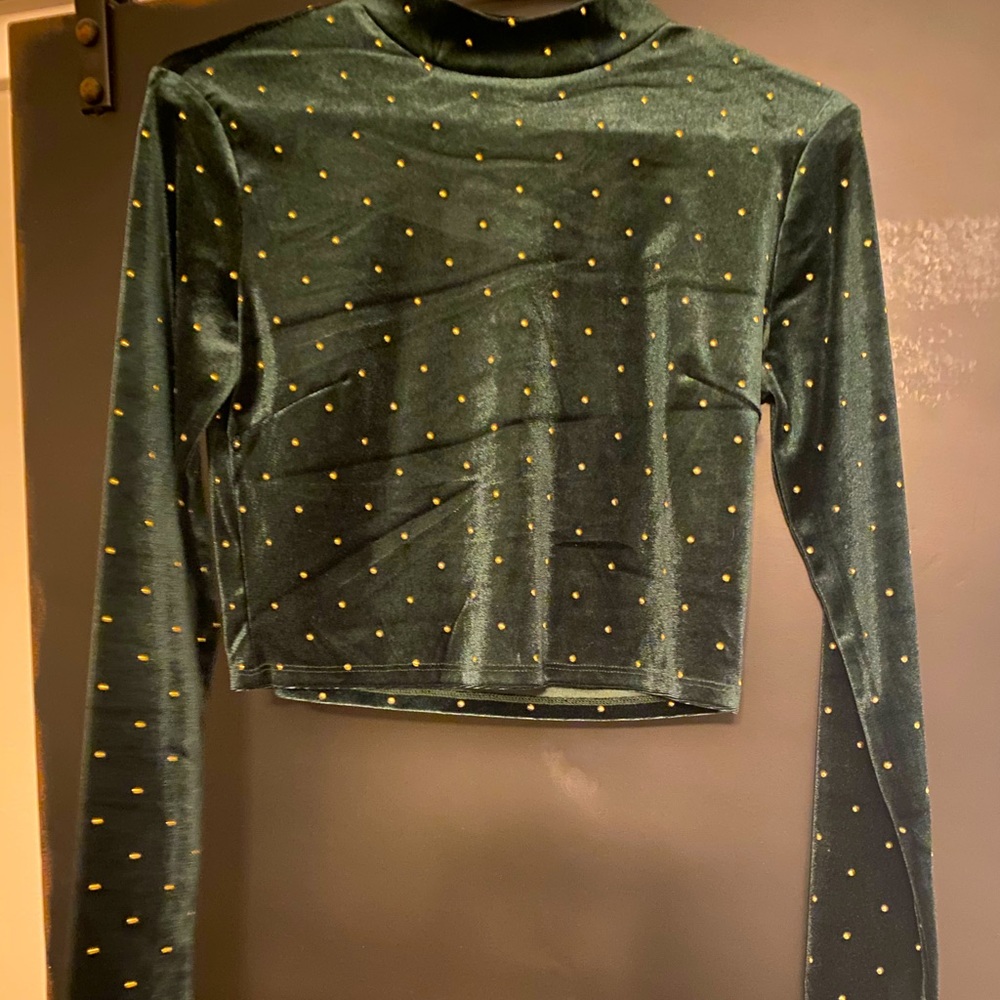 Velour long sleeved mic neck crop top